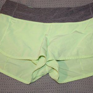Neon Yellow Lululemon Speed Up Shorts Size 4